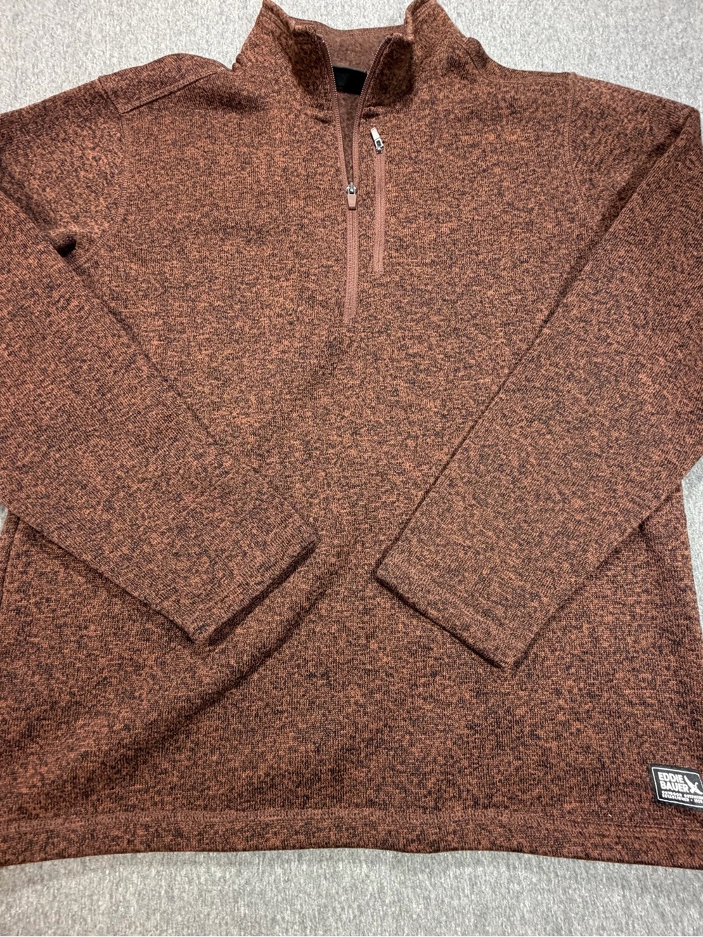 Eddie Bauer Men's Heathered Rust Brown Half-Zip Sweater 1/4 Zip Radiator Large
